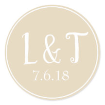 Sandy Beige Couple's Initals & Wedding Date