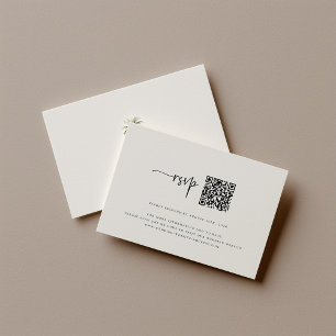 Sandy Beige Strand Hochzeit QR Code RSVP Karte