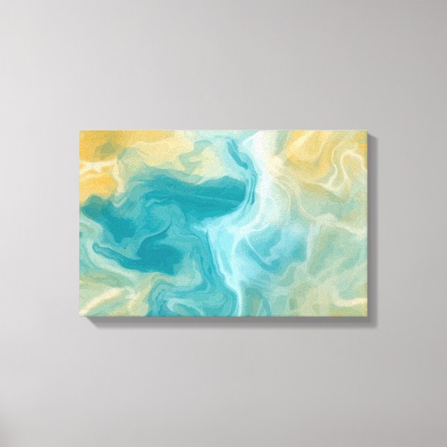 Sandy Brown Ocean Blue Fluid Art Leinwanddruck (Vorderseite)