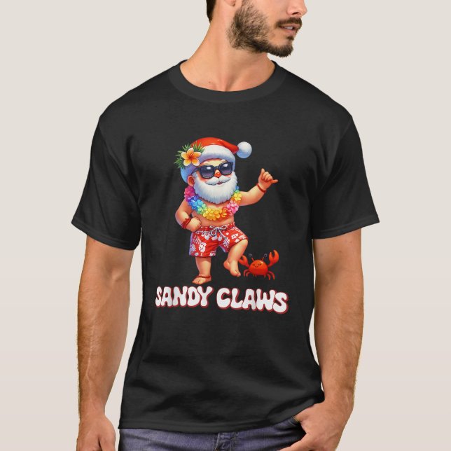 Sandy Claws Christmas In July Tropical Santa  T-Shirt (Vorderseite)