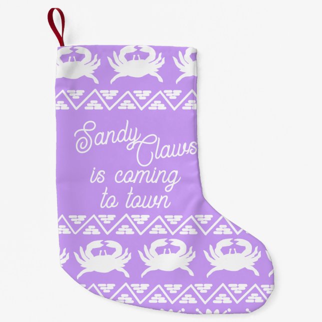 Sandy Claws Nautical Crab Kleiner Weihnachtsstrumpf (Vorderseite)
