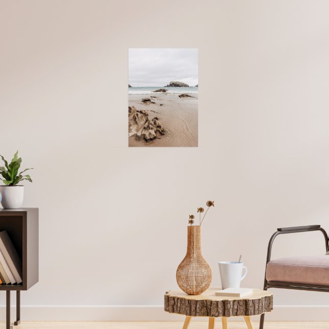 Sandy coast with rocks, moody ocean aesthetic poster (Wohnzimmer 3)