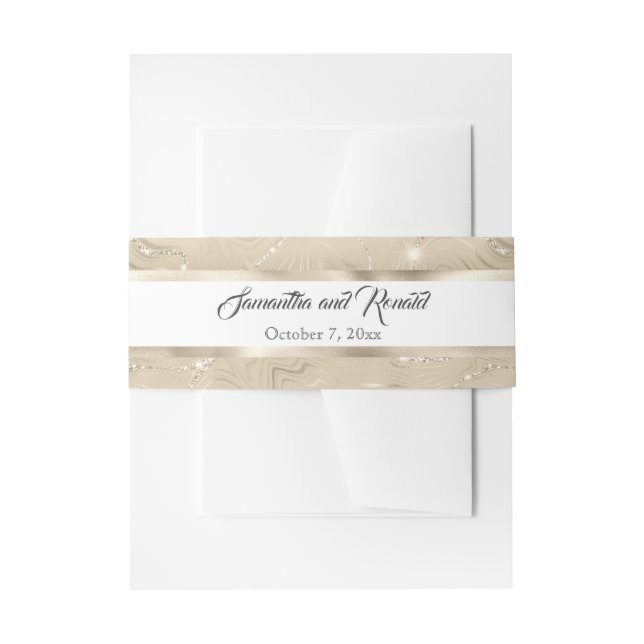 Sandy Gold Imitate Hochzeit Einladungsbanderole (Vorderseite Beispiel)