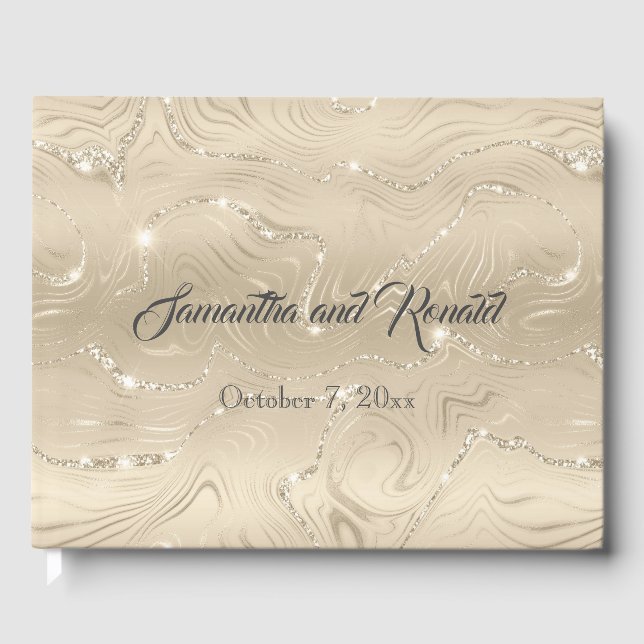 Sandy Gold Imitate Hochzeit Gästebuch (Vorderseite)