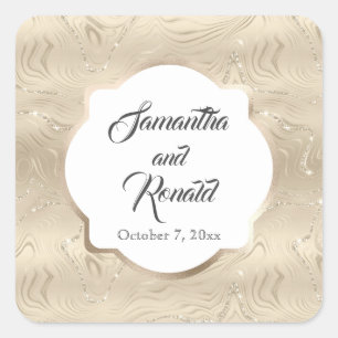 Sandy Gold Imitate Hochzeit Quadratischer Aufkleber