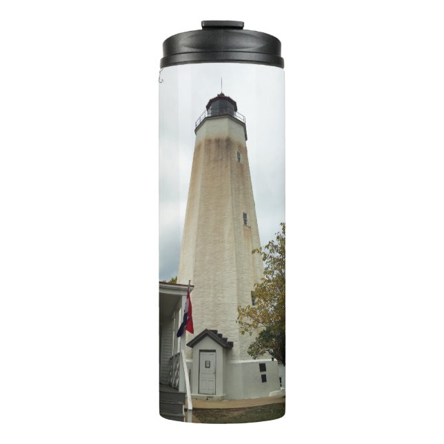 Sandy-Haken-Leuchtturm Thermosbecher (Vorderseite)