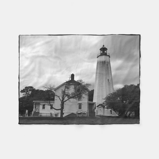 Sandy Hook Leuchtturm Fleecedecke (Vorderseite (Horizontal))