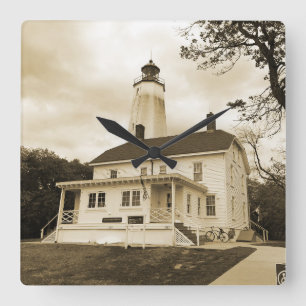 Sandy Hook Leuchtturm Quadratische Wanduhr