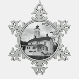 Sandy Hook Leuchtturm Schneeflocken Zinn-Ornament