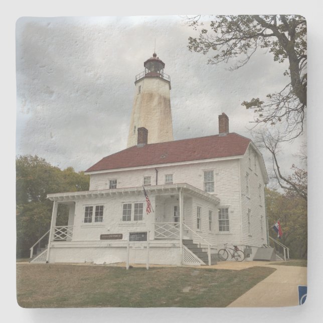 Sandy Hook Leuchtturm Steinuntersetzer (Vorderseite)