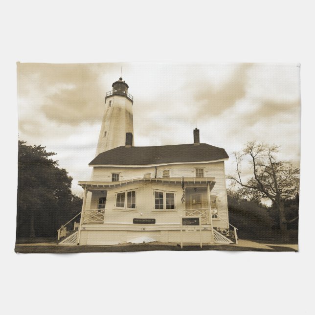 Sandy Hook Lighthouse Küchentuch (Horizontal)