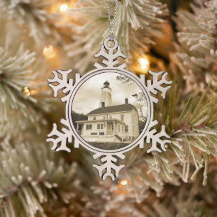 Sandy Hook Lighthouse Schneeflocken Zinn-Ornament