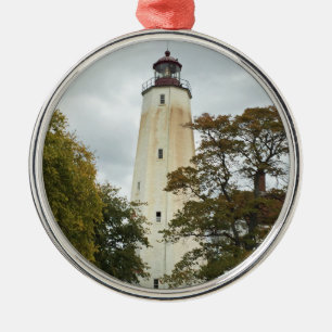 Sandy Hook Lighthouse Silbernes Ornament