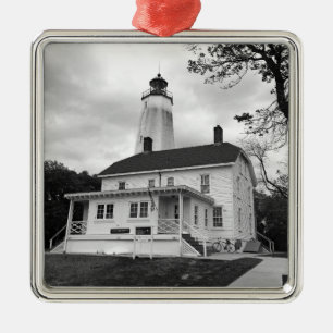 Sandy Hook Lighthouse Silbernes Ornament