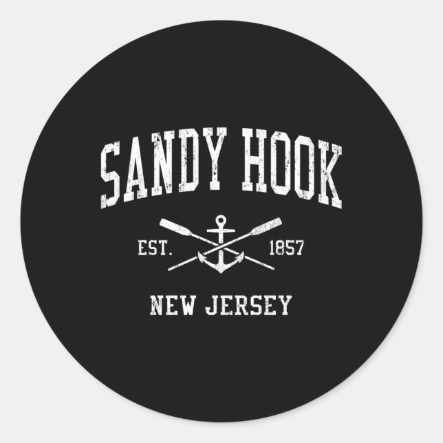 Sandy Hook Nj Crossed Oars Boat Anchor Sports Runder Aufkleber (Vorderseite)