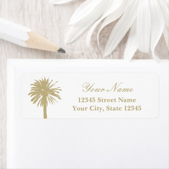 Sandy-Logo aus beigefarbenen Palmen - Hochzeitsadr (Insitu)