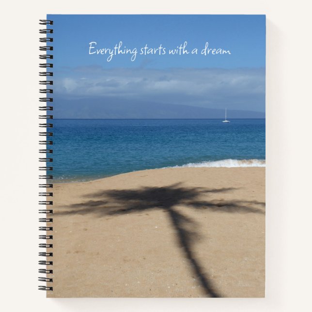 Sandy Palm Tree Shadow Photo Grand Carnet Spiral (Devant)