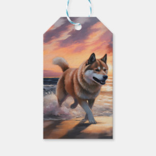 Sandy Paws Akita Dog auf Beach Sunset Geschenkanhänger