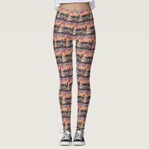Sandy Paws Akita Hund am Strand Sonnenuntergang Leggings