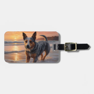 Sandy Paws Australian Cattle Dog am Strand Sonnenu Gepäckanhänger