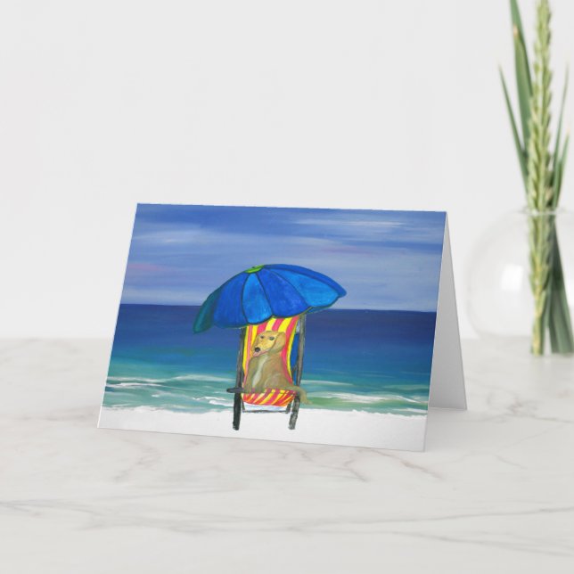 Sandy Paws Beach Dog Karte (Vorderseite)