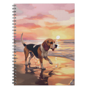 Sandy Paws Beagle Dog on Beach Sunset Notizblock