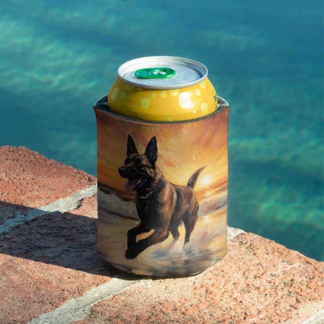 Sandy Paws Belgischer Malinois Hund auf Beach Suns Dosenkühler (In Situ Pool)