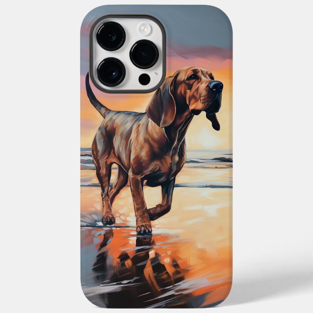 Sandy Paws Bloodhound Dog on Beach Sunset Case-Mate iPhone 14 Pro Max Hülle (Rückseite)