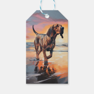 Sandy Paws Bloodhound Dog on Beach Sunset Geschenkanhänger