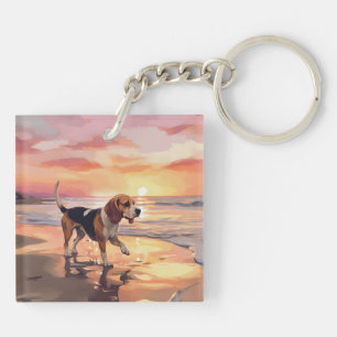 Sandy Paws Chien Beagle sur le coucher du soleil d