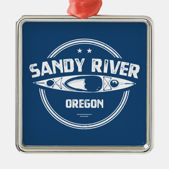 Sandy River Oregon Kayaking Ornament Aus Metall (Vorne)