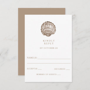 Sandy Seashells Marine Ocean Beach Wedding RSVP Karte