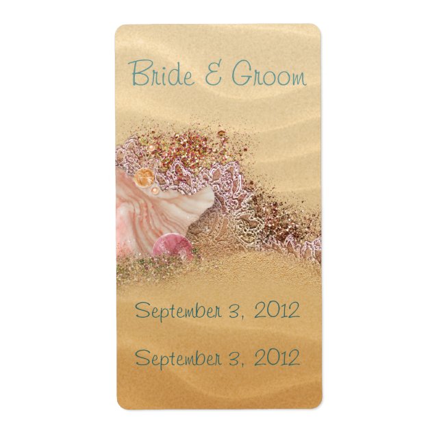 Sandy Shore Beach Wedding Wine Label (Vorne)