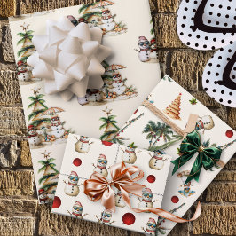 Sandy Snowman Beach Weihnachtsmuster Geschenkpapier Set