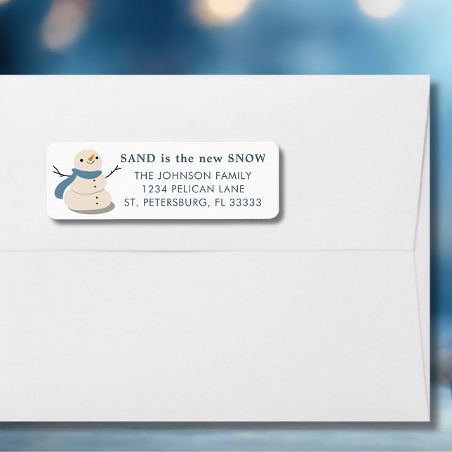Sandy Snowman Holiday Moving Rücksendeadresse (Sandy Snowman New Address Holiday Moving Announcement Return Address Label)