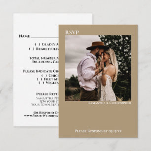 Sandy Tan Buff Einfaches Minimalistisches Foto Hoc RSVP Karte