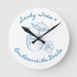 Sandy Toe & Brautjungfern Ziele Coastal Junggesell Runde Wanduhr