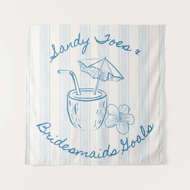 Sandy Toe & Bridesmaids Goals Coastal Bachelorette Wandteppich (Vorderseite)