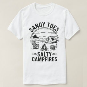 Sandy Toes Salty Campfire Camping Design T-Shirt