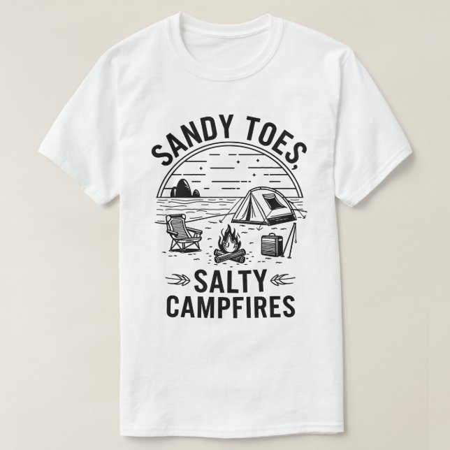Sandy Toes Salty Campfire Camping Design T-Shirt (Design vorne)