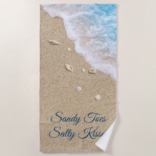 Sandy Toes Salty Kisses Blue Beach Waves Strandtuch