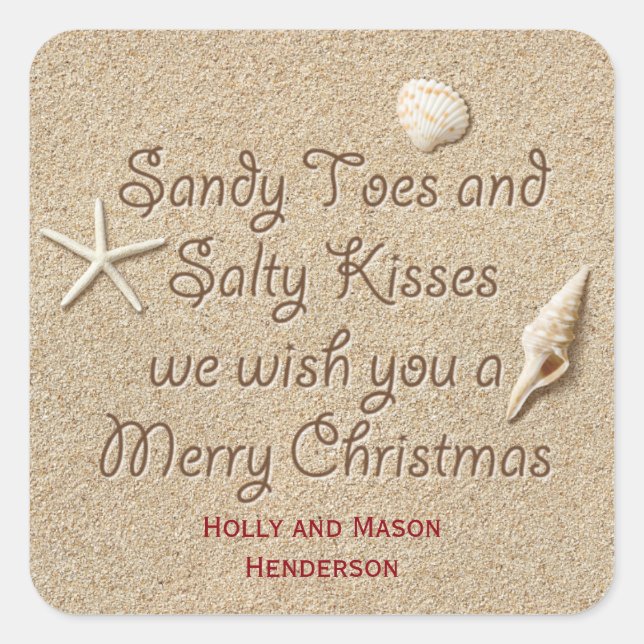 Sandy Toes Salty Kisses Merry Christmas Sticker (Vorderseite)
