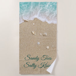 Sandy Toes Salty Kisses Turquoise Beach Waves Strandtuch