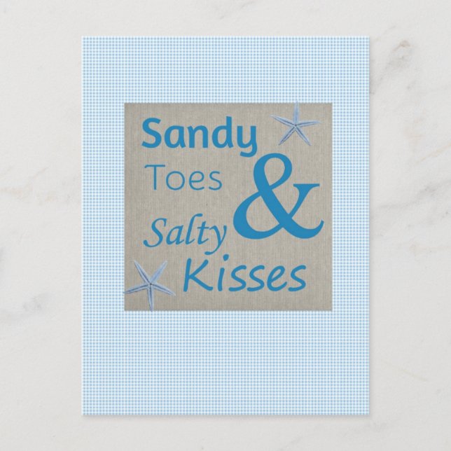Sandy Toes und Salty Kisses Beach Life Zitat Postkarte (Vorderseite)