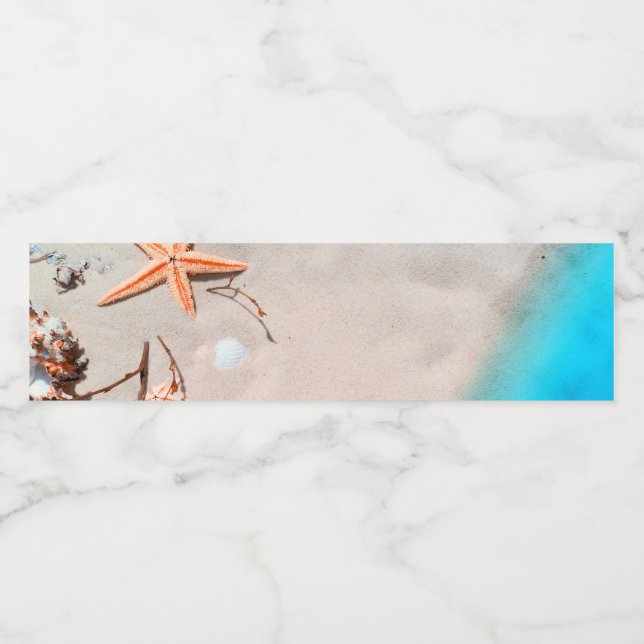 Sandy Tropical Beach Starfish Seashell (Einzelnes Label)