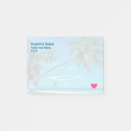 Sandy White Beach mit Tropical Palms Wedding Post-it Klebezettel
