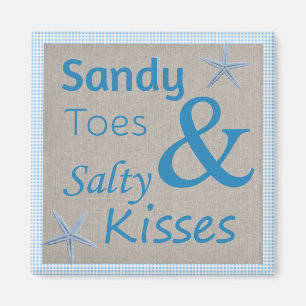 Sandy-Zehen und salziges Kuss-Strand-Leben-Zitat Magnet