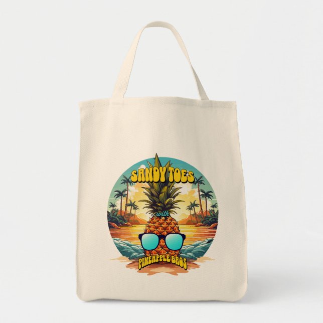 Sandzehen mit Ananas-Bros Tragetasche (Vorne)