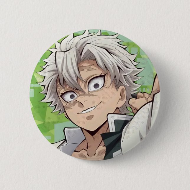 Sanemi Shinazugawa Brosche von Demon Slayer Button (Vorderseite)