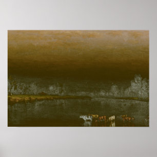 Sanford Robinson Gifford - Kühe in einem Teich bei Poster